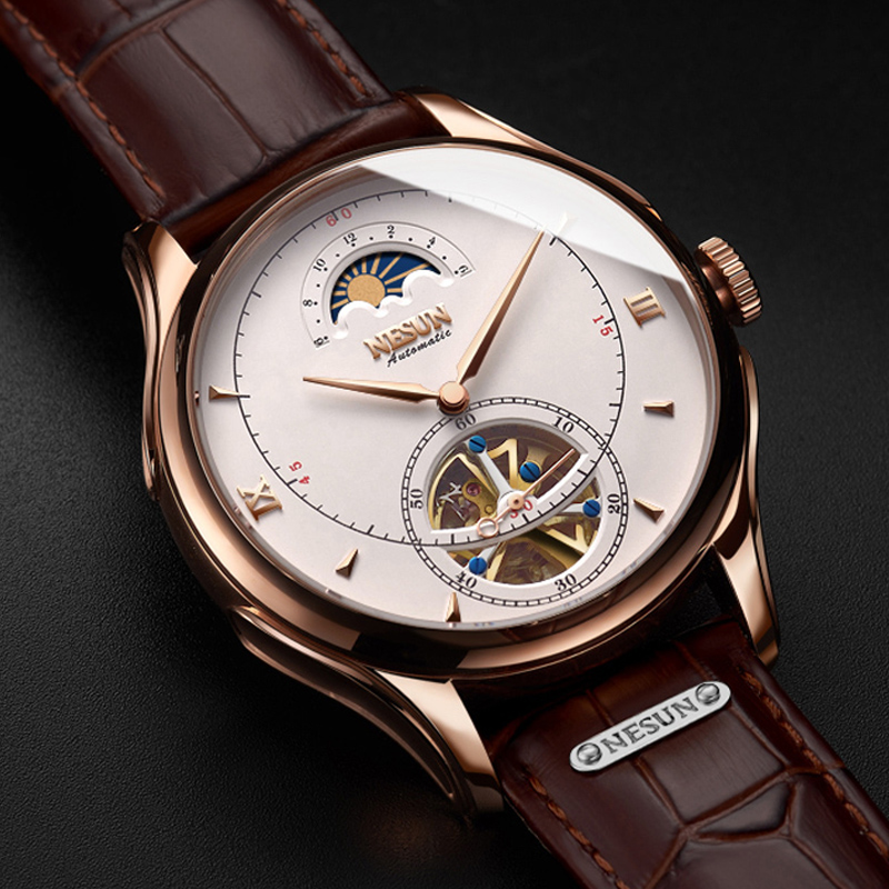 Luxury Watch German - NESUN-relógio mecânico automático Tourbillon para homens,