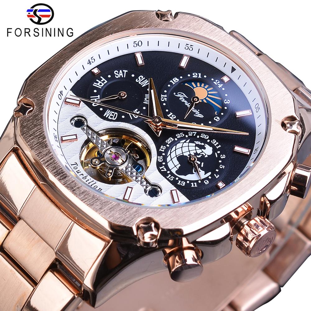 Moonphase Complication Watch - Forsining relógio mecânico masculino, relógio super