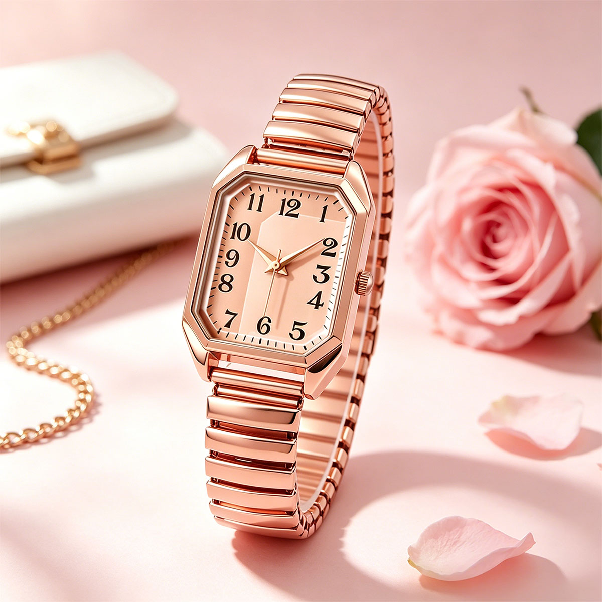Ladies Luxury Watch - Relógio de Quartzo Octogonal Retangular para