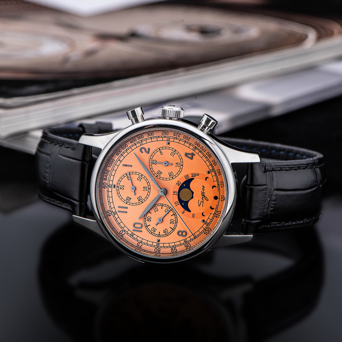 Sugess relógio masculino cronó - Moonphase Complication Watch avaliação e preço