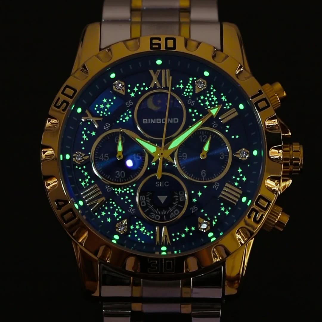 2026 relógio masculino luz de  - Moonphase Complication Watch avaliação e preço
