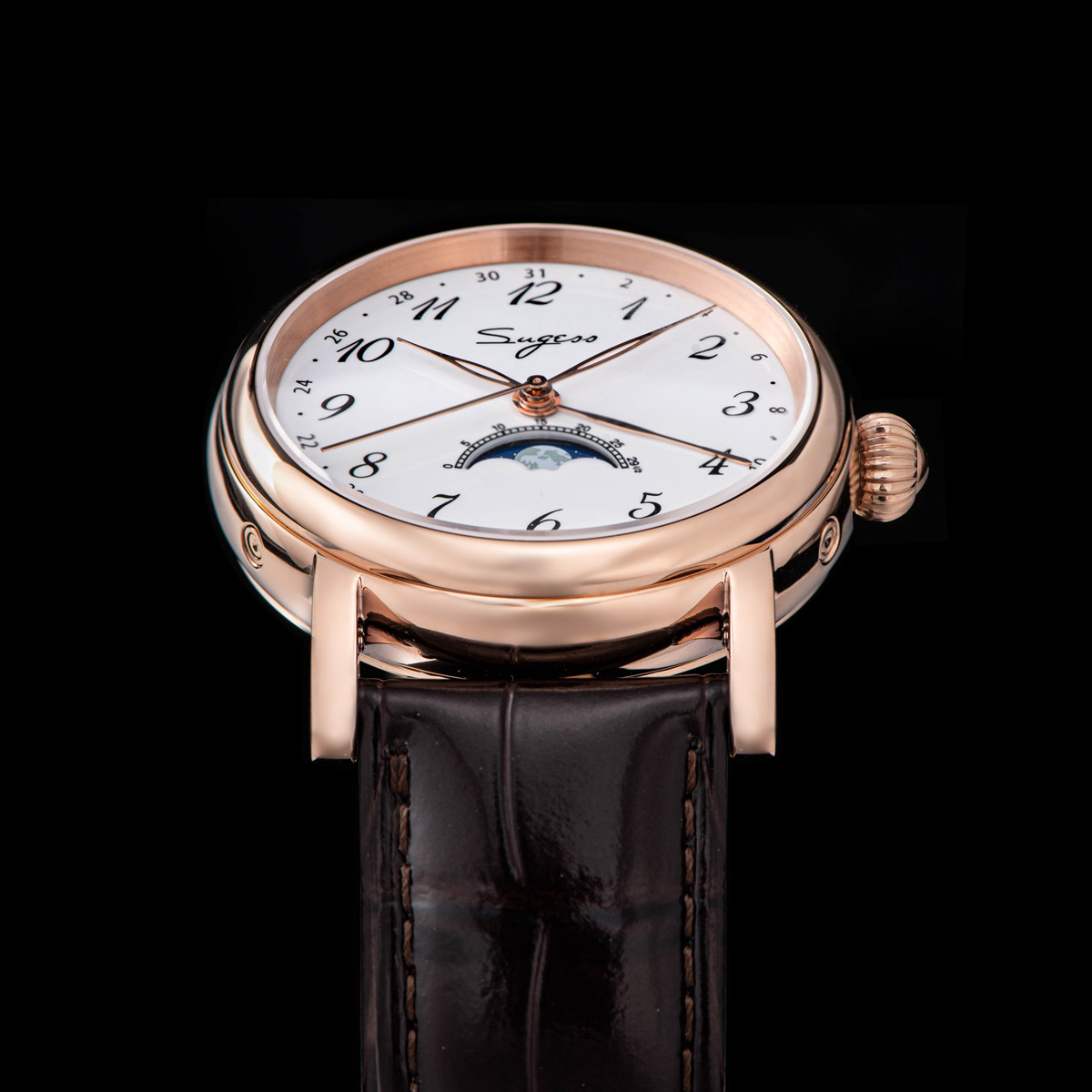 Sugess-luxo impermeável Moonph - Moonphase Complication Watch avaliação e preço