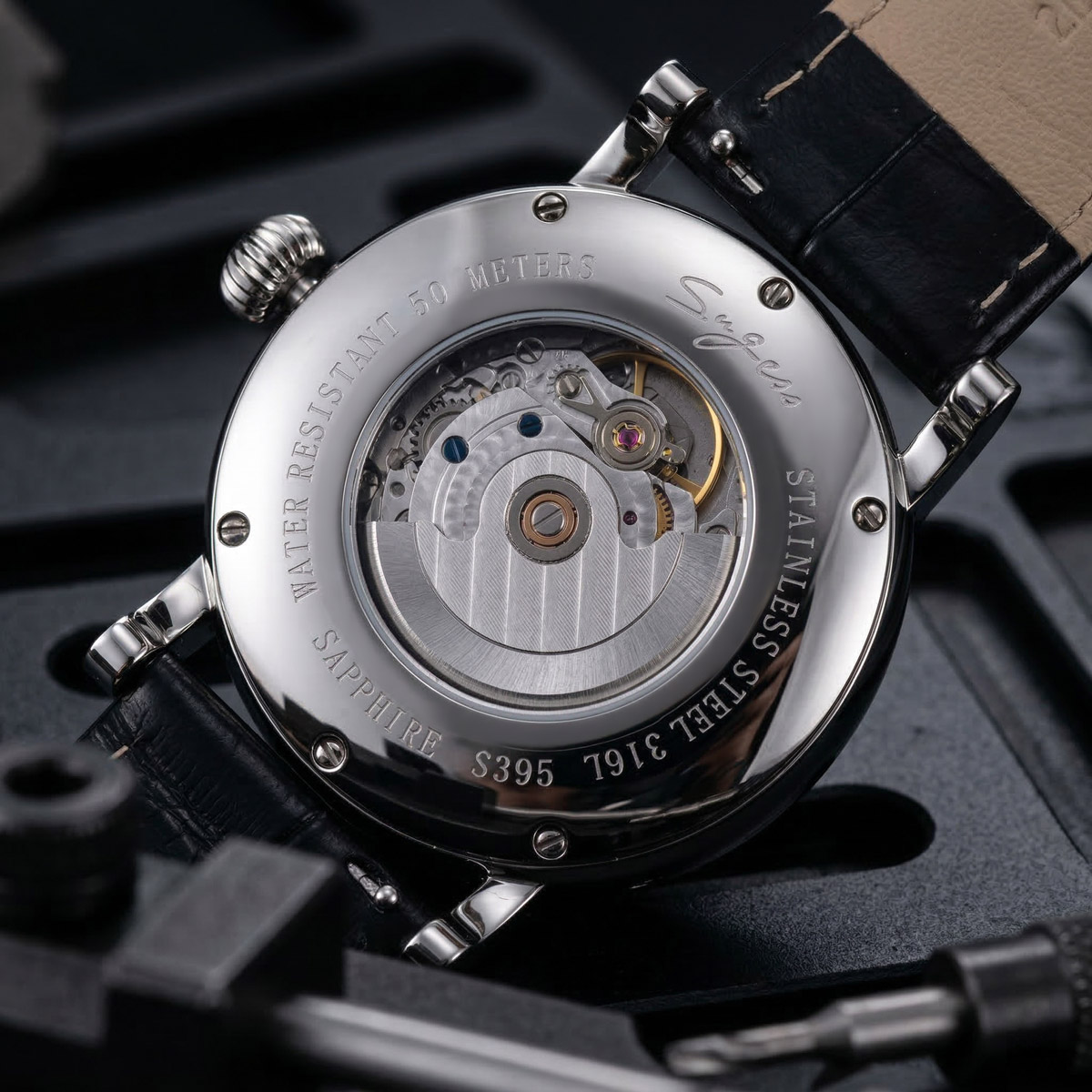Sugess-Relógios mecânicos auto - Moonphase Complication Watch avaliação e preço