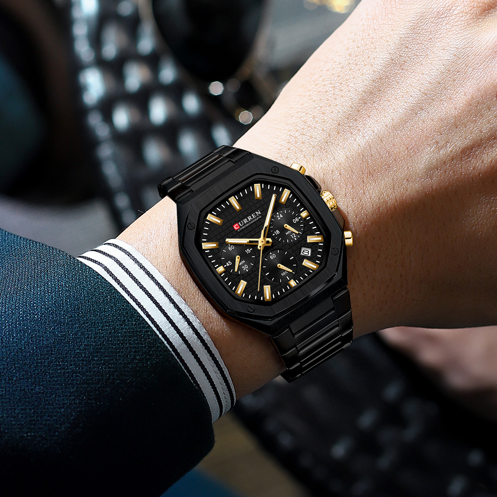 Curren relógio crono quadrado  - Luxury Watch Black avaliação e preço