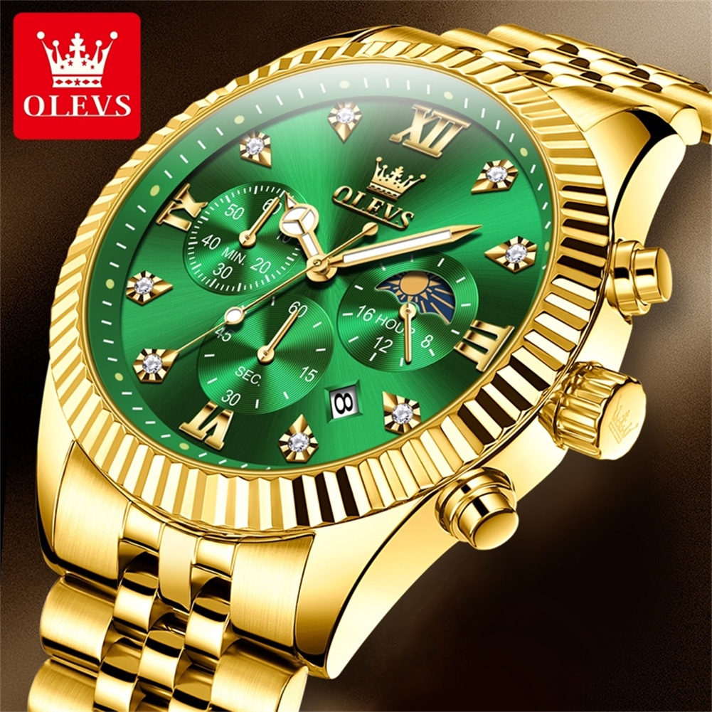 Olevs 2932 relógio masculino t - Moonphase Complication Watch avaliação e preço