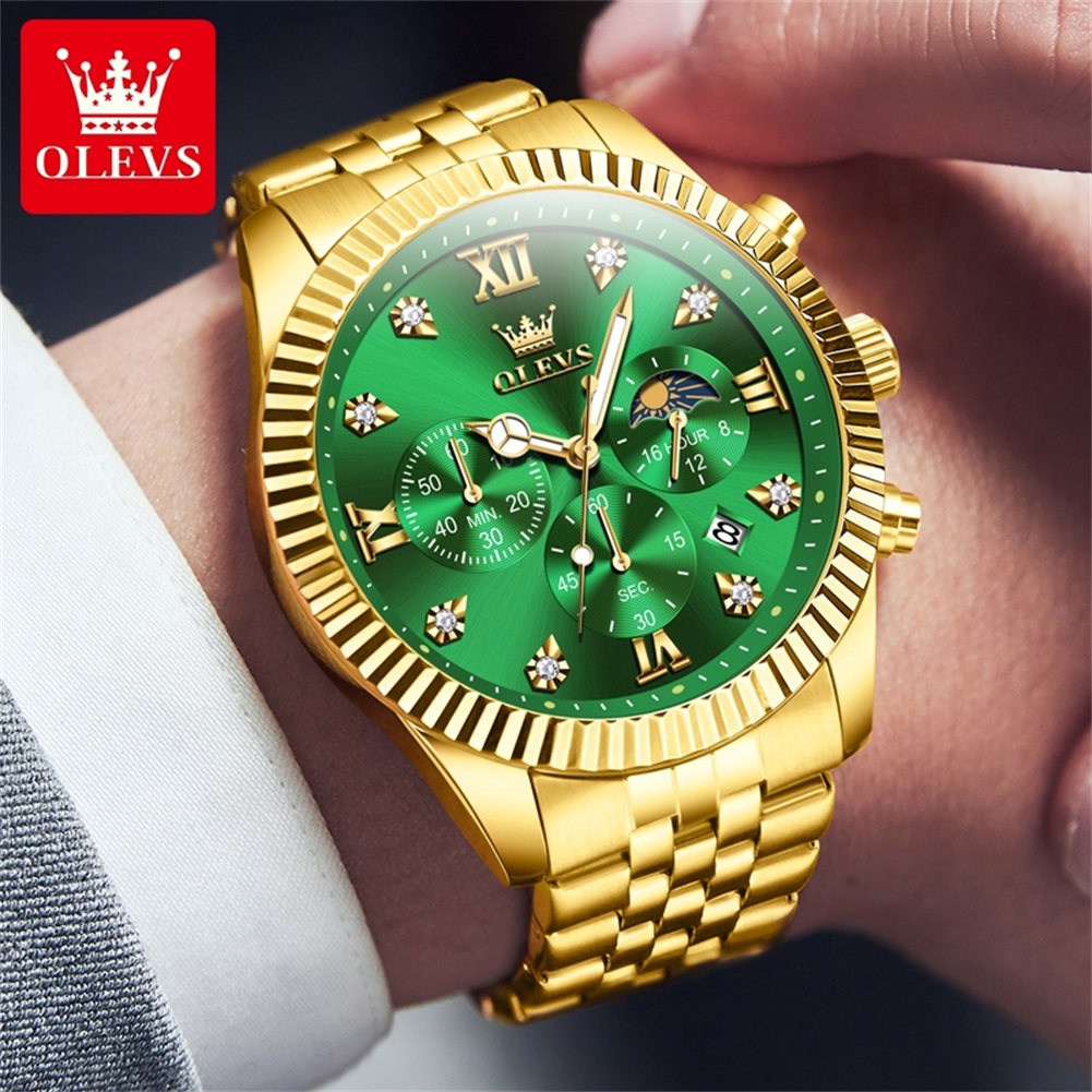 Olevs 2932 relógio masculino t - Moonphase Complication Watch avaliação e preço