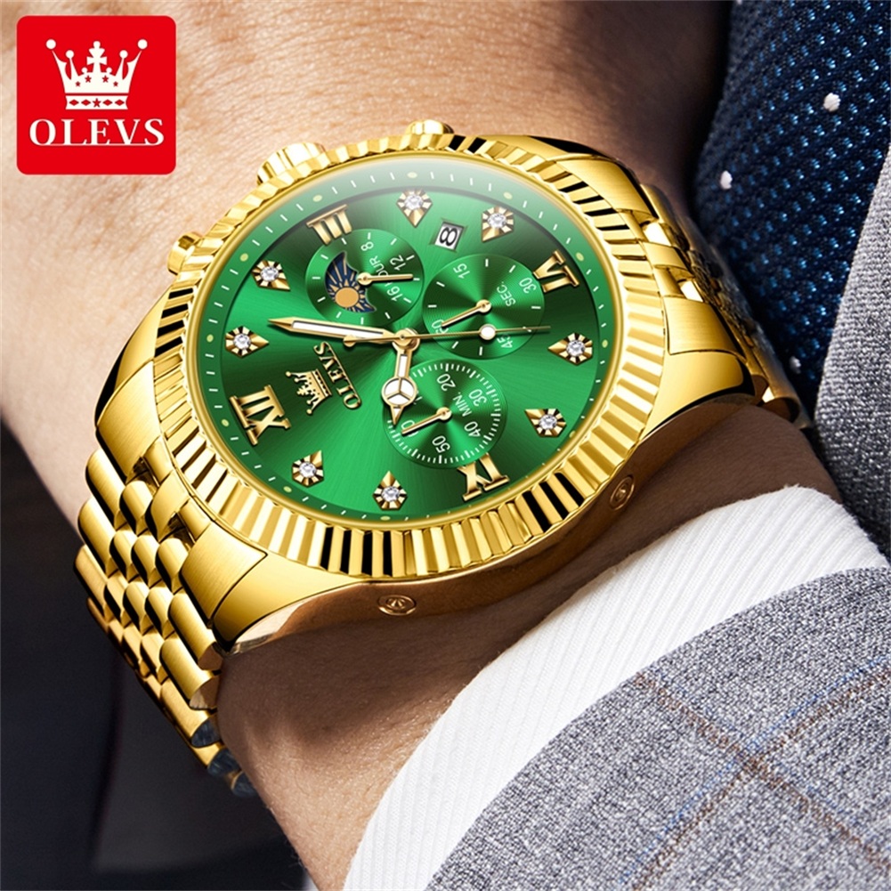 Olevs 2932 relógio masculino t - Moonphase Complication Watch avaliação e preço